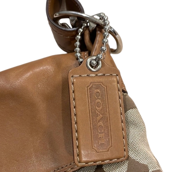 COACH Rehab Vintage Large Classic Tan and Brown Leather Saddle Style Handbag - Picture 5 of 10